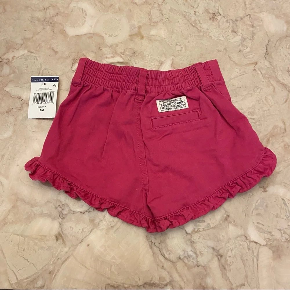 NWT Ralph Lauren Girls Pink Shorts Size 3 Months
